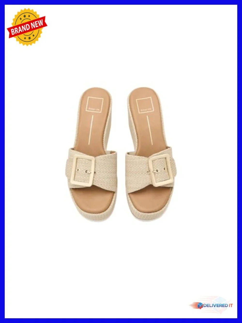 Linen Wedge Sandals with Buckle Closure, Open Toe, Single Strap